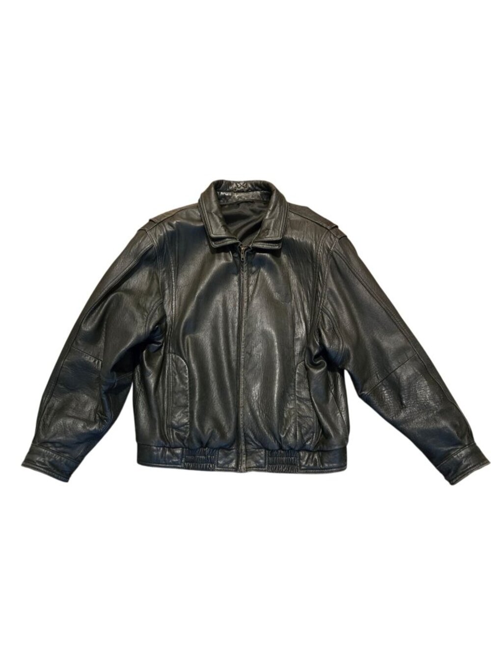 Vintage Americana 90s Leather Bomber Black Jacket Men's Large